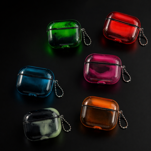 Glow Liquid AirPods Case – Luminous Quicksand Cover with Keychain